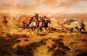 Charles M Russell The Attack on the Wagon Train Sweden oil painting reproduction